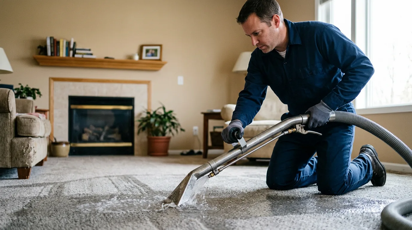 Water damage restoration technician working near Daleville, IN